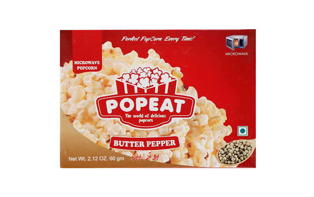 PopEat Microwave Popcorn Butter Pepper   Pack  60 grams